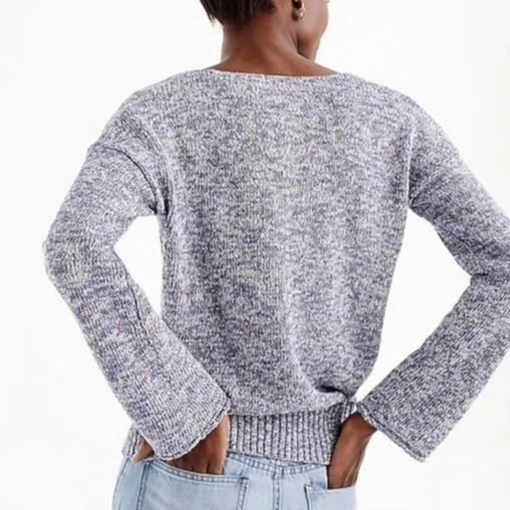 New J Crew Marled Flare Sleeve Sweater XS H8986 - Picture 2 of 9